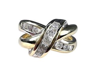 10kt Yellow Gold Diamond Crossover Ring