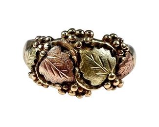 10kt Yellow Gold Two Tone Leaf Ring