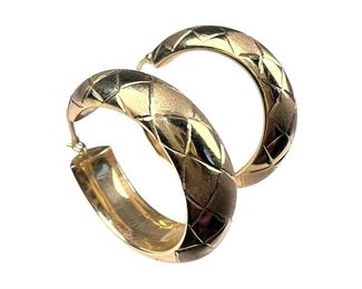 14kt Yellow Gold Crosshatch Hoop Earrings