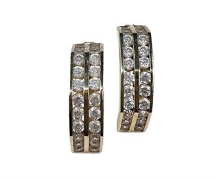 14kt Yellow Gold Cubic Zirconia J Hoop Earrings