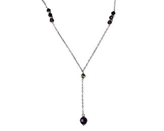 14kt Yellow Gold Garnet Lariat Necklace