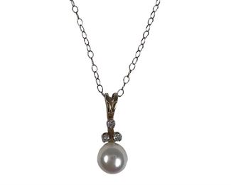 14kt Yellow Gold Pearl and Diamond Necklace