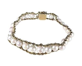 14kt Yellow Gold Pearl Rope Bracelet