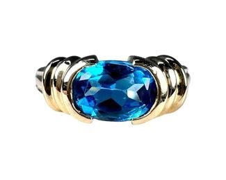 14kt Yellow Gold Swiss Blue Topaz Ring