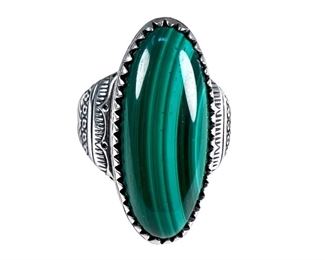 Malachite Ring in Sterling Silver