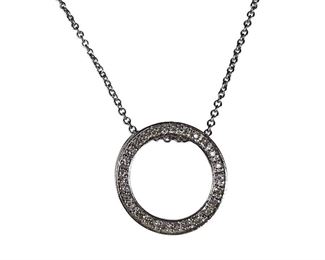 Sterling Silver Cubic Zirconia Circle Necklace