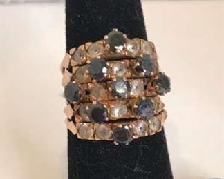 5 Band Sapphire Clear Stone Ring