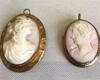 18K Cameos Pendant Brooches