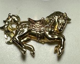 14K Gold Carousel Horse Pendant