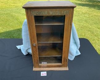 Very nice oak antique wool cabinet. MADE FOR THE CORONA WOOL FAT. , STORE DISPLAY CABINET