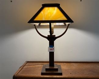 MISSION OAK DESK LAMP. I DO BELIEVE IT IS ORGINAL.