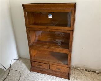 ANTIQUE LAWYERS BOOK CASE. WITH TWO, DRAWERS. VERY NICE.