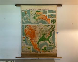 1952 CLASSROOM ROLL UP MAP. VERY VERY NICE