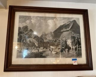LARGE ANTIQUE PRINT THE FARM.