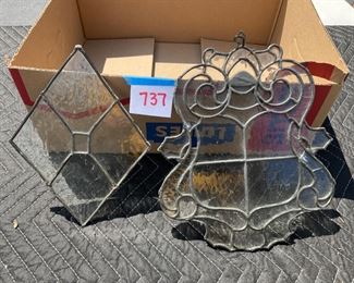 2 SMALL LEAD GLASS ART