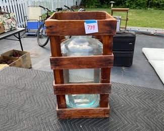 WOOD CRATE AND BOTTLE. TALL