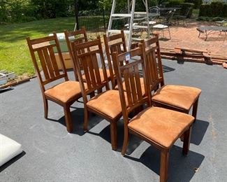 6 NEWER MISSION OAK CHAIRS