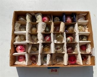 VERY NICE BOX FULL ANTIQUE ORNAMENTS