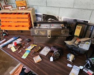 Early Kennedy tackle box with so m e lures