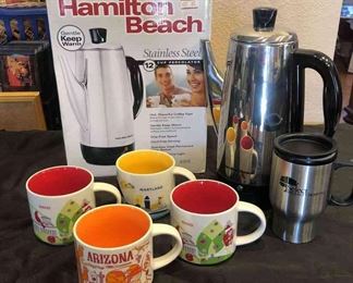 Hamilton Beach Stainless Steel Cup Percolator And Limited Starbucks Mug Series