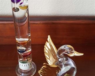 Murano Glass Goose And Galileo Thermometer