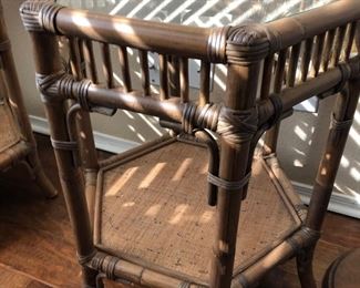 Pottery Barn Wicker And Bamboo Side Tables