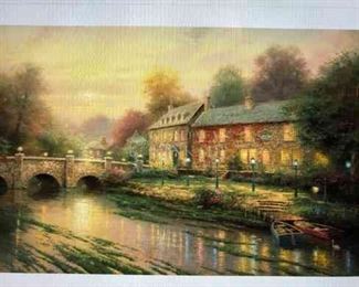 Thomas Kinkade Lamp Light Inn Lithograph  Registered  Authenticated  NIB