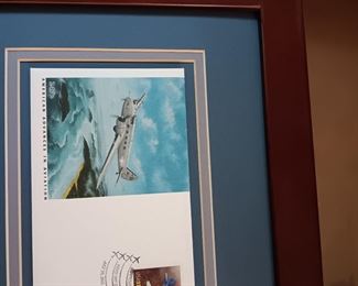 AIRPLANE COLLECTIBLE PICTURE WITH COLLECTIBLE STAMP
