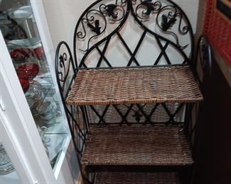 WICKER AND IRON SHELF