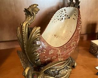 Metal and porcelain center piece