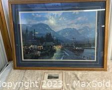whand signed and numbered thomas kincaid moonlight on the river front print with certificate3421 t