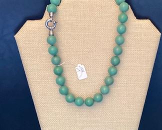 Sterling silver green turquoise necklace
