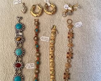 Opal and diamond pendant, fashion earrings and bracelets