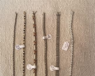 Sterling silver tennis bracelets w/various gemstones