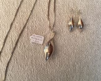Michael Hawkins sterling silver necklace, pendant, and earrings