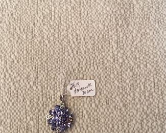 Sterling silver Diamond and Tourmaline pendant