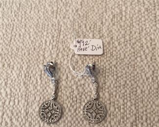 Pave diamond drop earrings