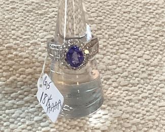 18K white gold Tanzanite and Diamond ring