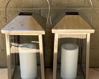 Crate & Barrel Petaluma Silver Candle Lantern 12"