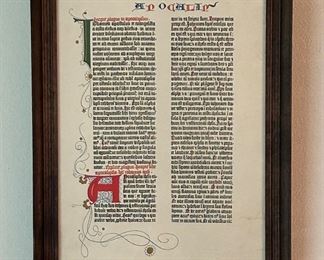 Print of a page from the Gutenberg Bible 
Image size 11.5” x 16”