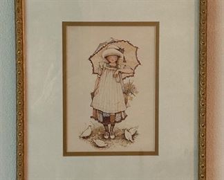 Holly Hobby framed vintage calendar prints
 