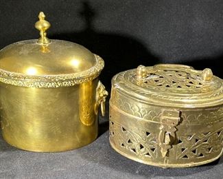 Brass boxes with hinged lids