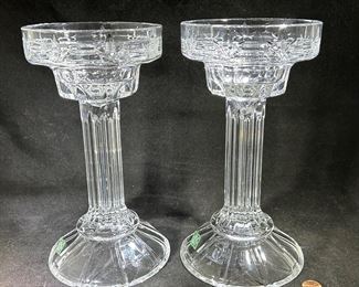 Crystal pillar candlestick holders