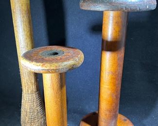 Antique wooden textile spools
