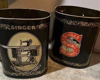 Singer vintage metal trash cans