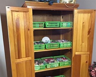 Wooden storage cabinet filled with ribbon!