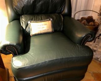 Hunter green studded Barcalounger 