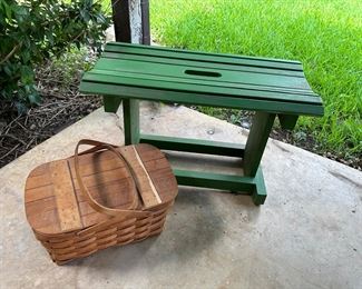 Outdoor bench & picnic basket 