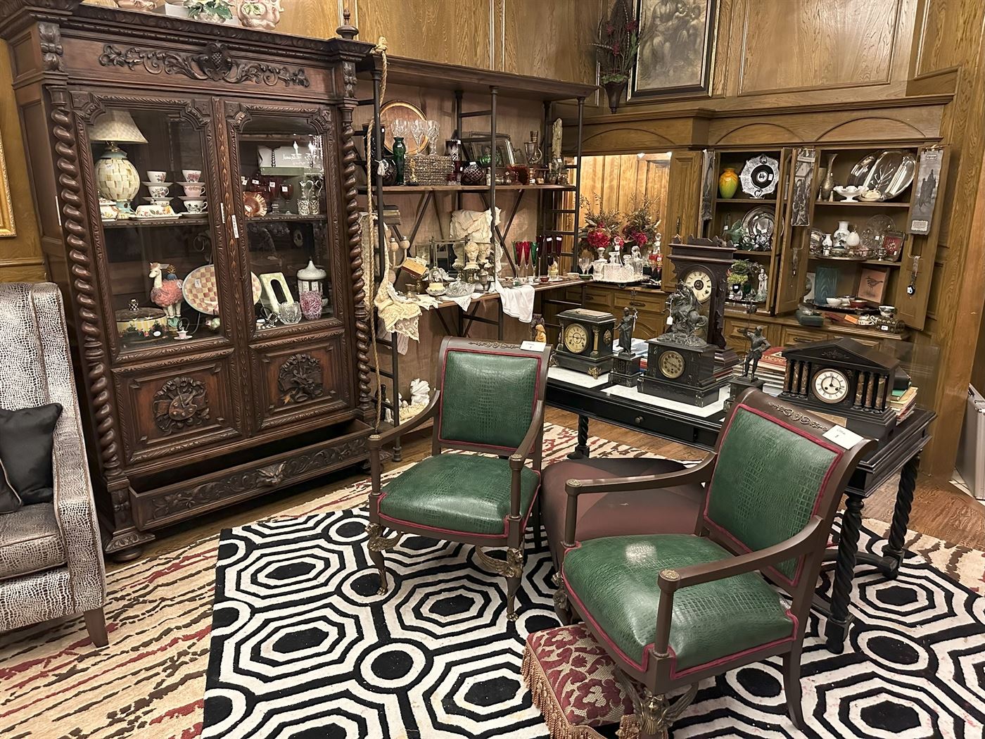 Fabulous Empire Style Chairs Recovered in Moors and Giles Embossed Leather! 
