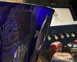 Fabergé Crystal Russian Cobalt Blue Bowl Imperial Collection Bowl
